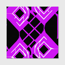Холст квадратный Чёрные квадраты и белые полосы на фиолетовом фоне, цвет: 3D-принт — фото 2