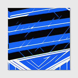Холст квадратный Чёрно-белые полосы на синем фоне, цвет: 3D-принт — фото 2