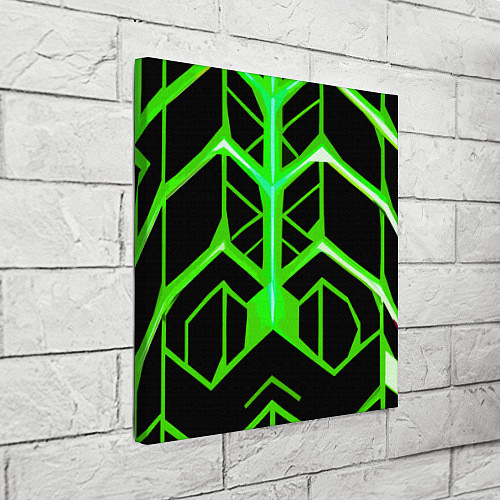 Картина квадратная Green lines on a black background / 3D-принт – фото 3