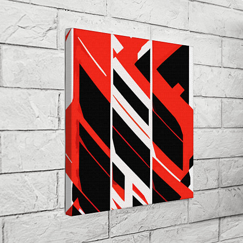 Картина квадратная Black and red stripes on a white background / 3D-принт – фото 3