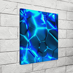 Холст квадратный Неоновые холодные голубые плиты в разломе, цвет: 3D-принт — фото 2
