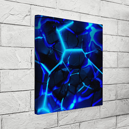 Картина квадратная Яркие голубые неоновые плиты в разломе / 3D-принт – фото 3
