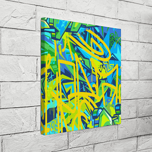 Картина квадратная Желто-зеленое граффити / 3D-принт – фото 3
