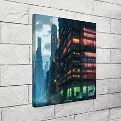 Холст квадратный Вечерня улица в неоновых лучах, цвет: 3D-принт — фото 2
