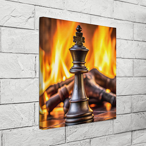 Картина квадратная Шахматы - король на фоне огня / 3D-принт – фото 3