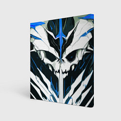 Холст квадратный Абстрактный белый череп и синие полосы, цвет: 3D-принт