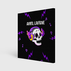 Холст квадратный Avril Lavigne неоновый череп, цвет: 3D-принт