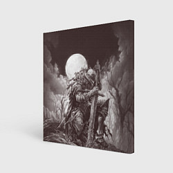 Холст квадратный Уставший воин под луной, цвет: 3D-принт