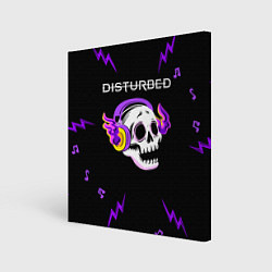 Холст квадратный Disturbed неоновый череп, цвет: 3D-принт