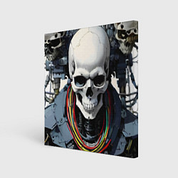 Холст квадратный Cool cyber skull - ai art fantasy, цвет: 3D-принт