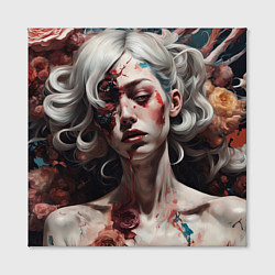 Холст квадратный Прорастающие сквозь кожу цветы - смертельная красо, цвет: 3D-принт — фото 2