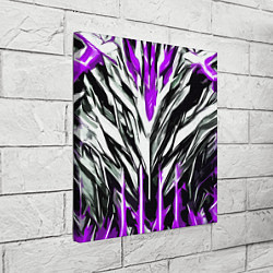 Холст квадратный Фиолетово-белая агрессивная абстракция на чёрном ф, цвет: 3D-принт — фото 2