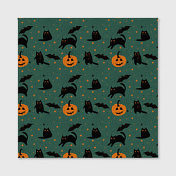 Холст квадратный Хэллоуин и черный кот, цвет: 3D-принт — фото 2