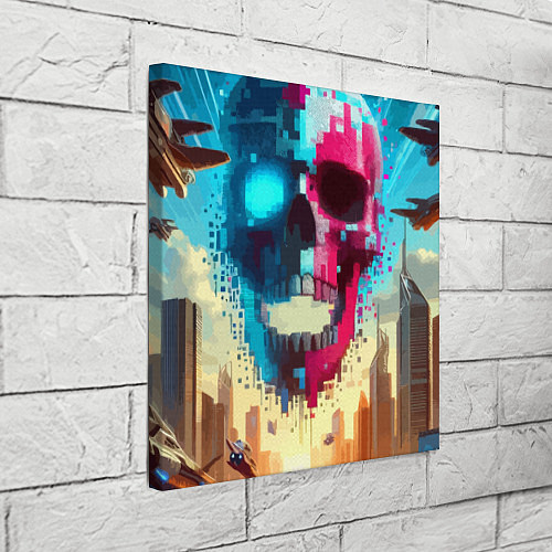 Картина квадратная Cool vanguard neon cyber skull - ai art / 3D-принт – фото 3