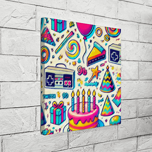 Картина квадратная Праздник 90х игры сладости и ностальгия / 3D-принт – фото 3