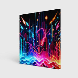 Холст квадратный Neon fantasy - ai art, цвет: 3D-принт