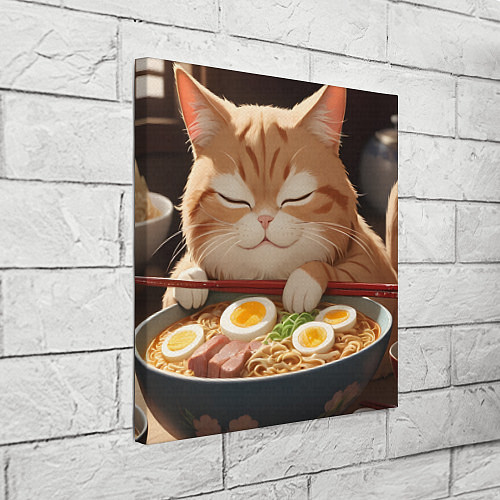 Картина квадратная Кот обожает рамен / 3D-принт – фото 3