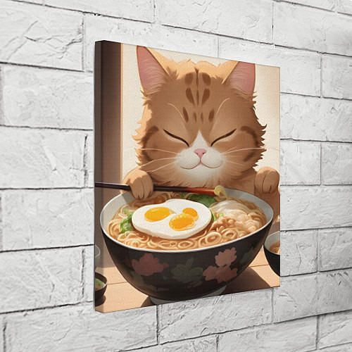 Картина квадратная Котенок обожает рамен / 3D-принт – фото 3
