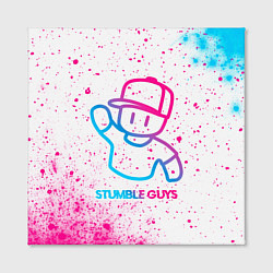 Холст квадратный Stumble Guys neon gradient style, цвет: 3D-принт — фото 2
