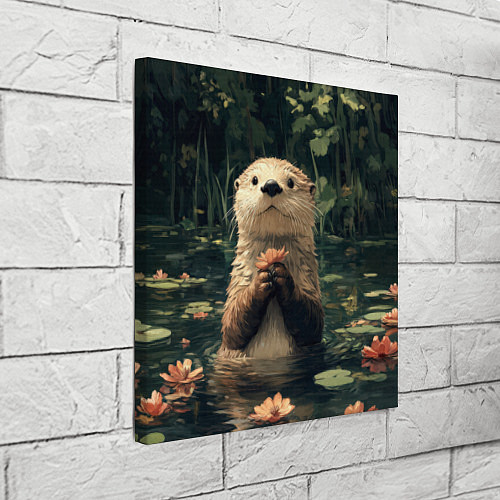 Картина квадратная Выдра в лесном пруду / 3D-принт – фото 3