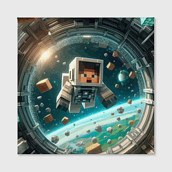 Холст квадратный An astronaut in outer space - Minecraft, цвет: 3D-принт — фото 2