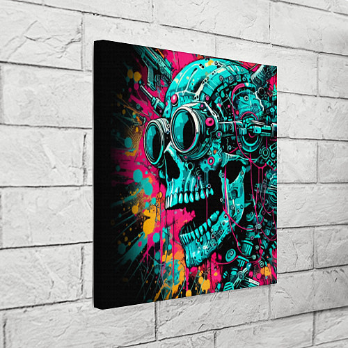 Картина квадратная Cyber skull sketch - color blots / 3D-принт – фото 3