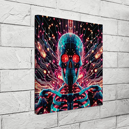 Картина квадратная Neon cyber skull - ai art fantasy / 3D-принт – фото 3