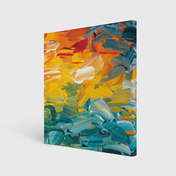 Холст квадратный Хаотичный цветные мазки краски, цвет: 3D-принт