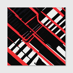 Холст квадратный Красно-белые линии на чёрном фоне, цвет: 3D-принт — фото 2