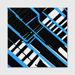 Холст квадратный Сине-белые линии на чёрном фоне, цвет: 3D-принт — фото 2
