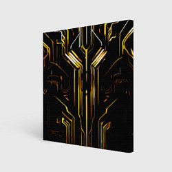 Холст квадратный Золотые полосы на чёрном фоне, цвет: 3D-принт