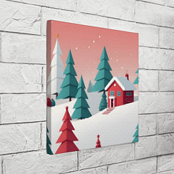 Холст квадратный Новогодний домик, цвет: 3D-принт — фото 2