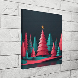 Холст квадратный Новогодний ночной лес, цвет: 3D-принт — фото 2