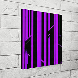 Холст квадратный Толстые фиолетовые полосы на чёрном фоне, цвет: 3D-принт — фото 2