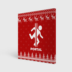 Холст квадратный Новогодний Portal с оленями, цвет: 3D-принт