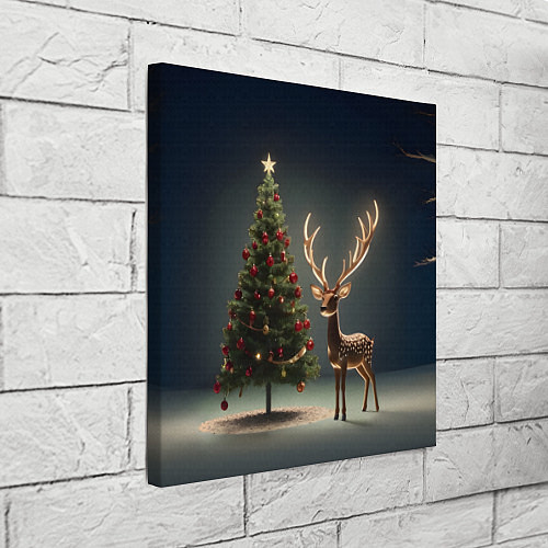 Картина квадратная Новогодний олень и елка / 3D-принт – фото 3