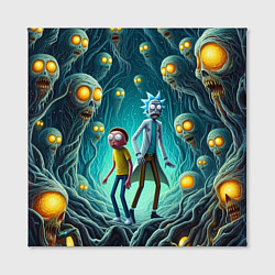 Холст квадратный Морти и Рик в пещере ужасов, цвет: 3D-принт — фото 2