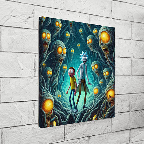 Картина квадратная Морти и Рик в пещере ужасов / 3D-принт – фото 3