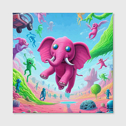 Холст квадратный Парящий в воздухе розовый слон - сюрреализм, цвет: 3D-принт — фото 2
