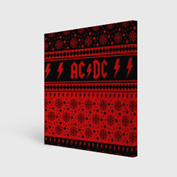 Холст квадратный ACDC christmas sweater, цвет: 3D-принт