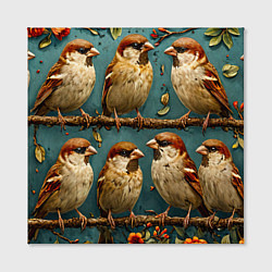 Холст квадратный Воробьи, цвет: 3D-принт — фото 2