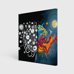 Холст квадратный Креативный мозг, цвет: 3D-принт