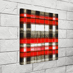 Холст квадратный Чёрные полосы на красно-белом фоне, цвет: 3D-принт — фото 2