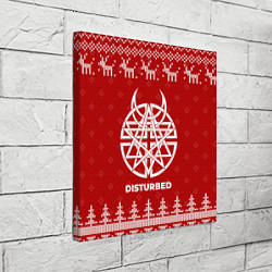 Холст квадратный Новогодний Disturbed с оленями, цвет: 3D-принт — фото 2