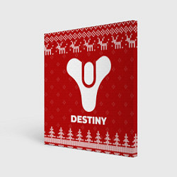 Холст квадратный Новогодний Destiny с оленями, цвет: 3D-принт