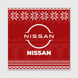 Холст квадратный Новогодний Nissan, цвет: 3D-принт — фото 2