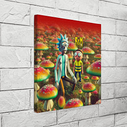 Холст квадратный Рик и Морти заблудились в мухоморном поле, цвет: 3D-принт — фото 2
