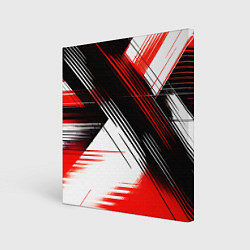 Холст квадратный Диагональные красно-чёрные линии на белом фоне, цвет: 3D-принт