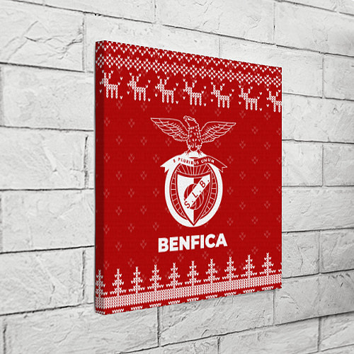 Картина квадратная Новогодний Benfica с оленями / 3D-принт – фото 3