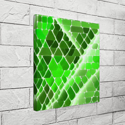 Холст квадратный Зелёные рельефные плитки и белое свечение, цвет: 3D-принт — фото 2